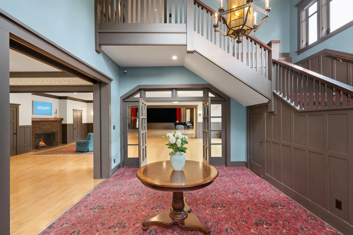 The Clubhouse entry foyer where guests arrive for a corporate event